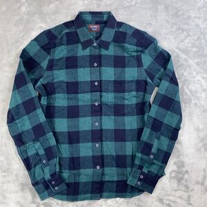 NWT Untuckit Women’s Size 2 Secoli Flannel Shirt Green Blue Plaid Button-Up Long